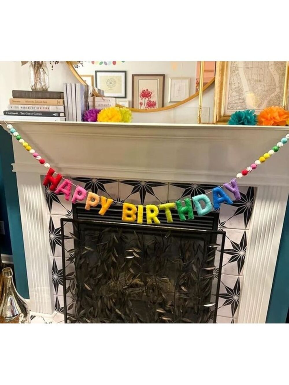 Colourful Handmade Wool Felt Happy Birthday Banner Garland with Adjustable Ties